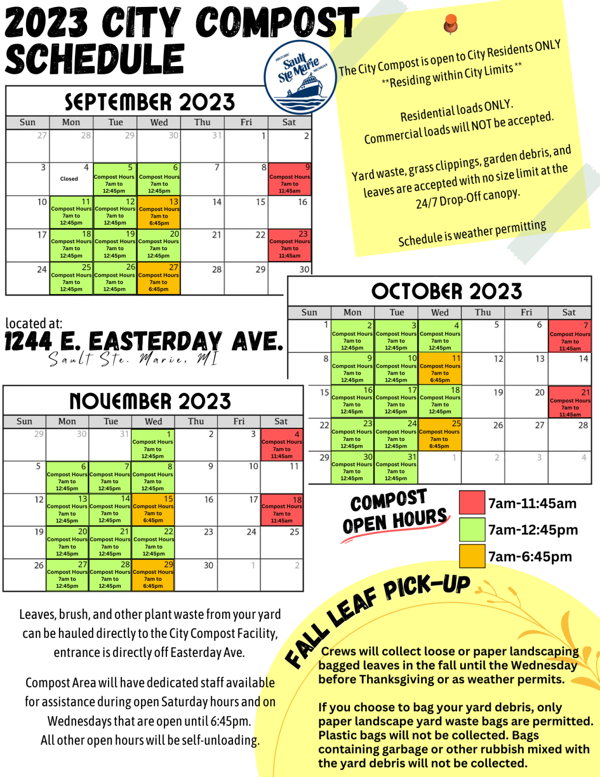 Fall 2023 City Compost Hours