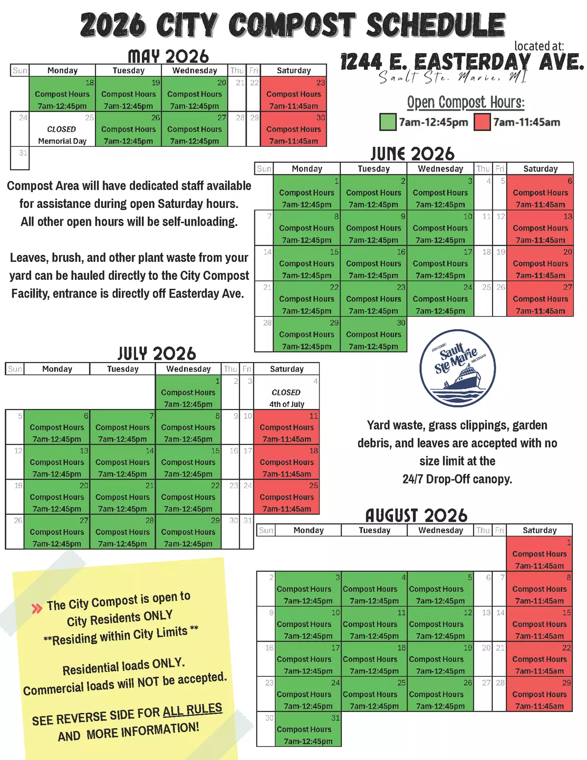 2026 Compost Pile Schedule